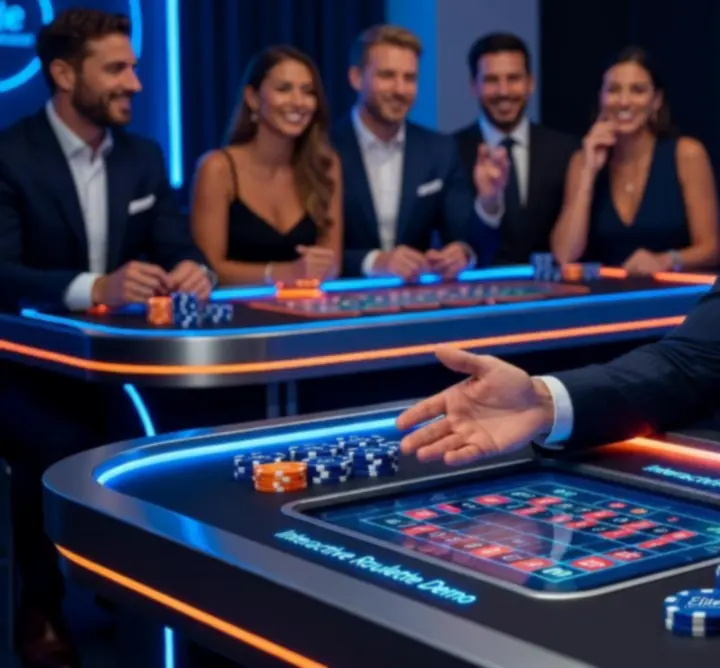 Odborník Zazitekove Eventy připravuje tematický kasino stůl pro večerní event